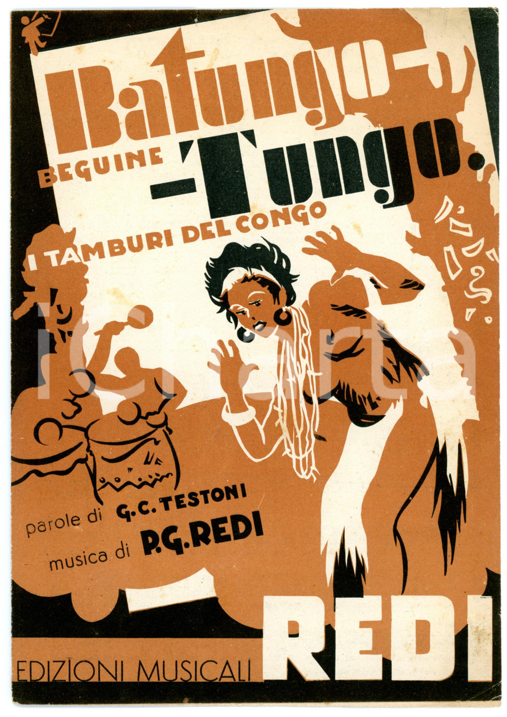Oggetto da collezione cartaceo 1949  BatungoTungo parole di G. C. TESTONI musica di P. G. REDI Spartito 1