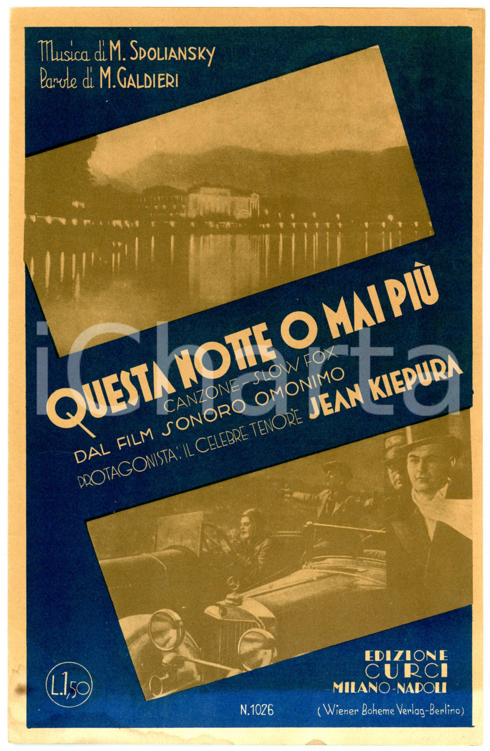 Oggetto da collezione cartaceo 1932 Misha SPOLIANSKY  Questa notte o mai più parole Michele GALMERI Spartito 1