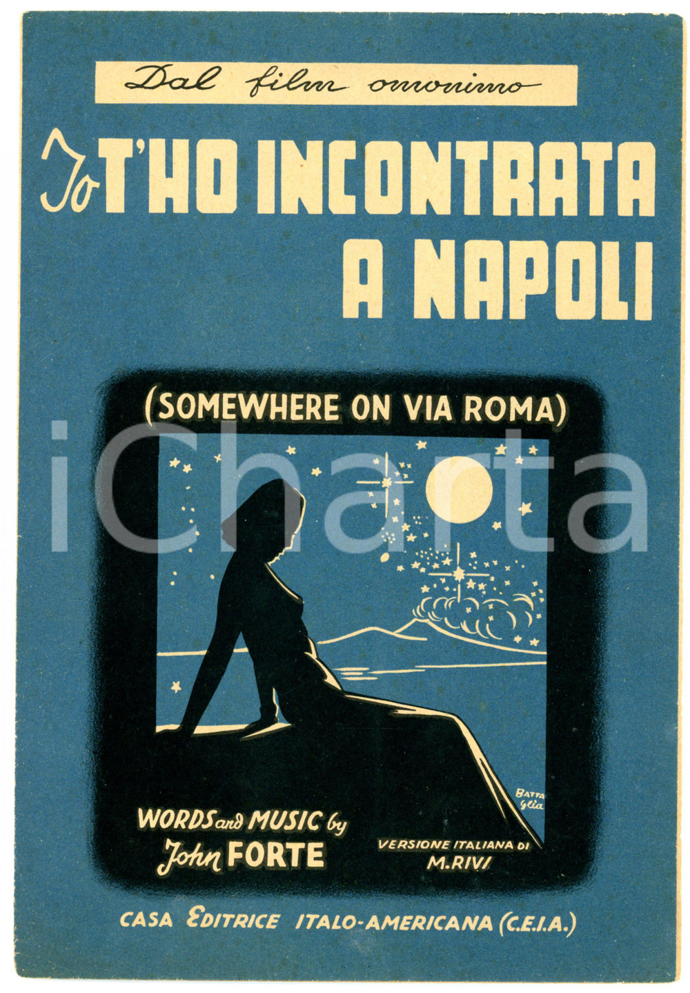 Oggetto da collezione cartaceo 1942 John FORTE Io t ho incontrata a Napoli testo italiano di M. RIVI Spartito 1