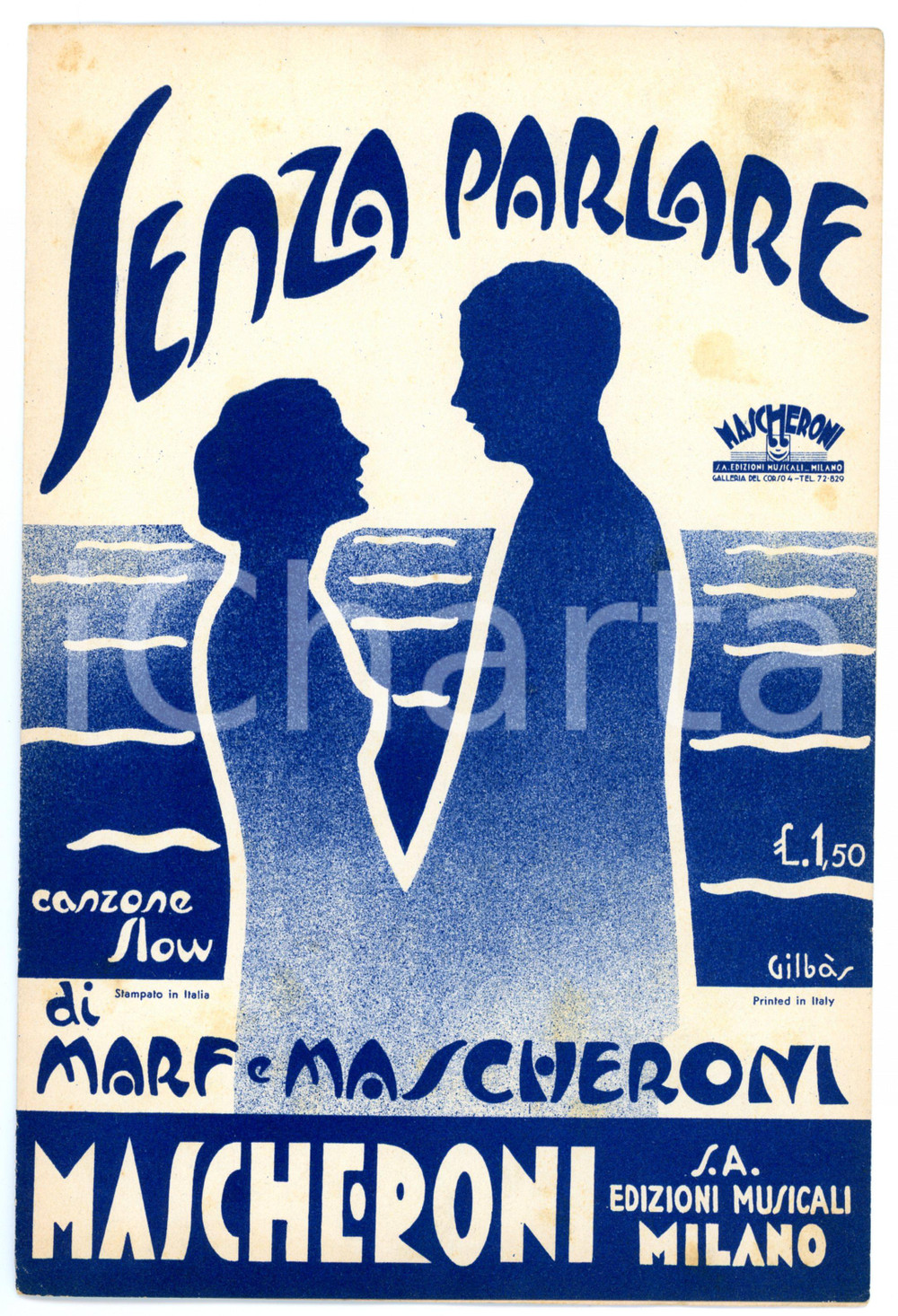 Oggetto da collezione cartaceo 1936 Senza parlare slow  fox di MARF e MASCHERONI Spartito 1