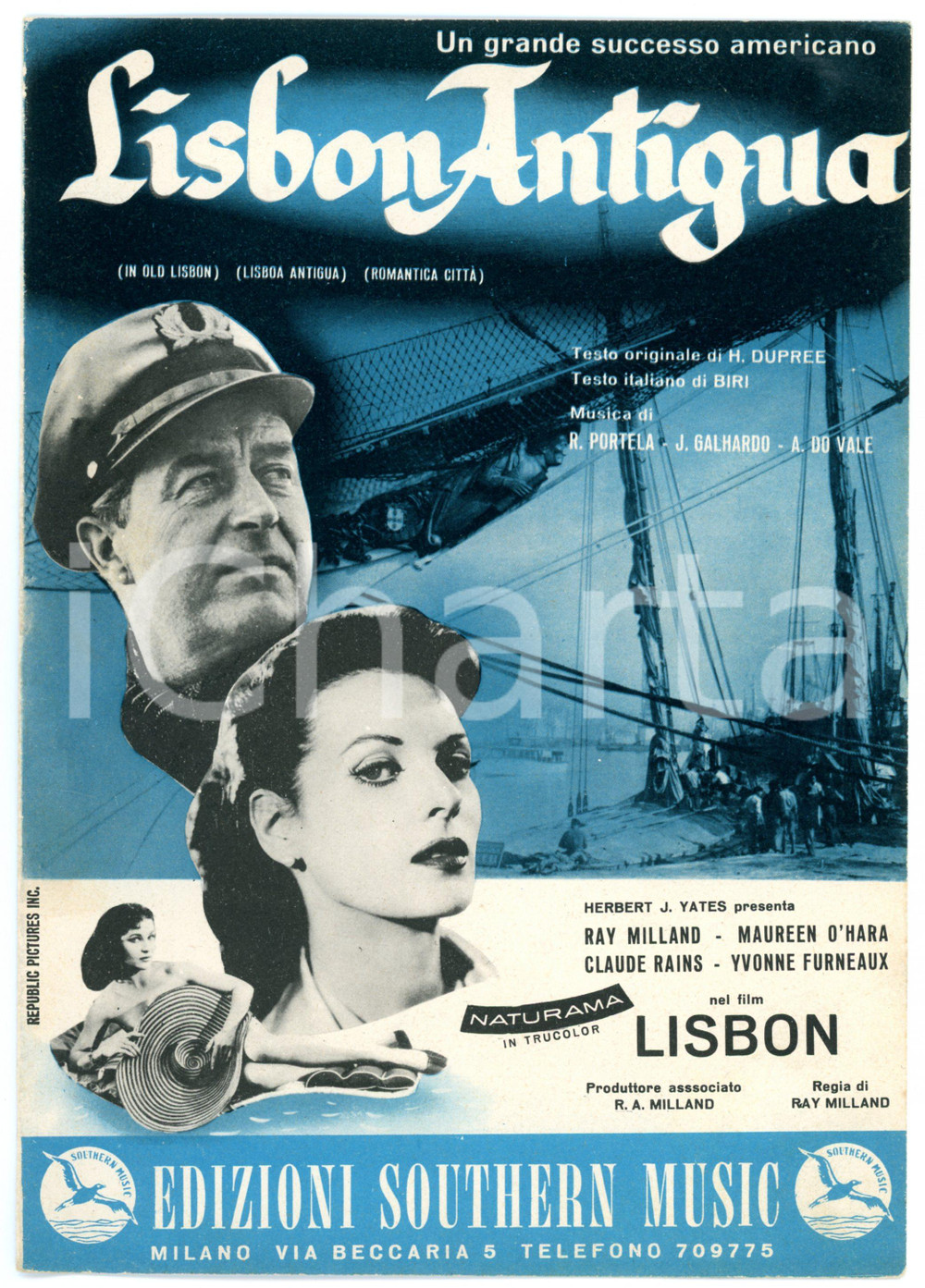 Oggetto da collezione cartaceo 1956 Lisbon Antigua  Fox moderato di R. Portella testo italiano BIRI Spartito 1