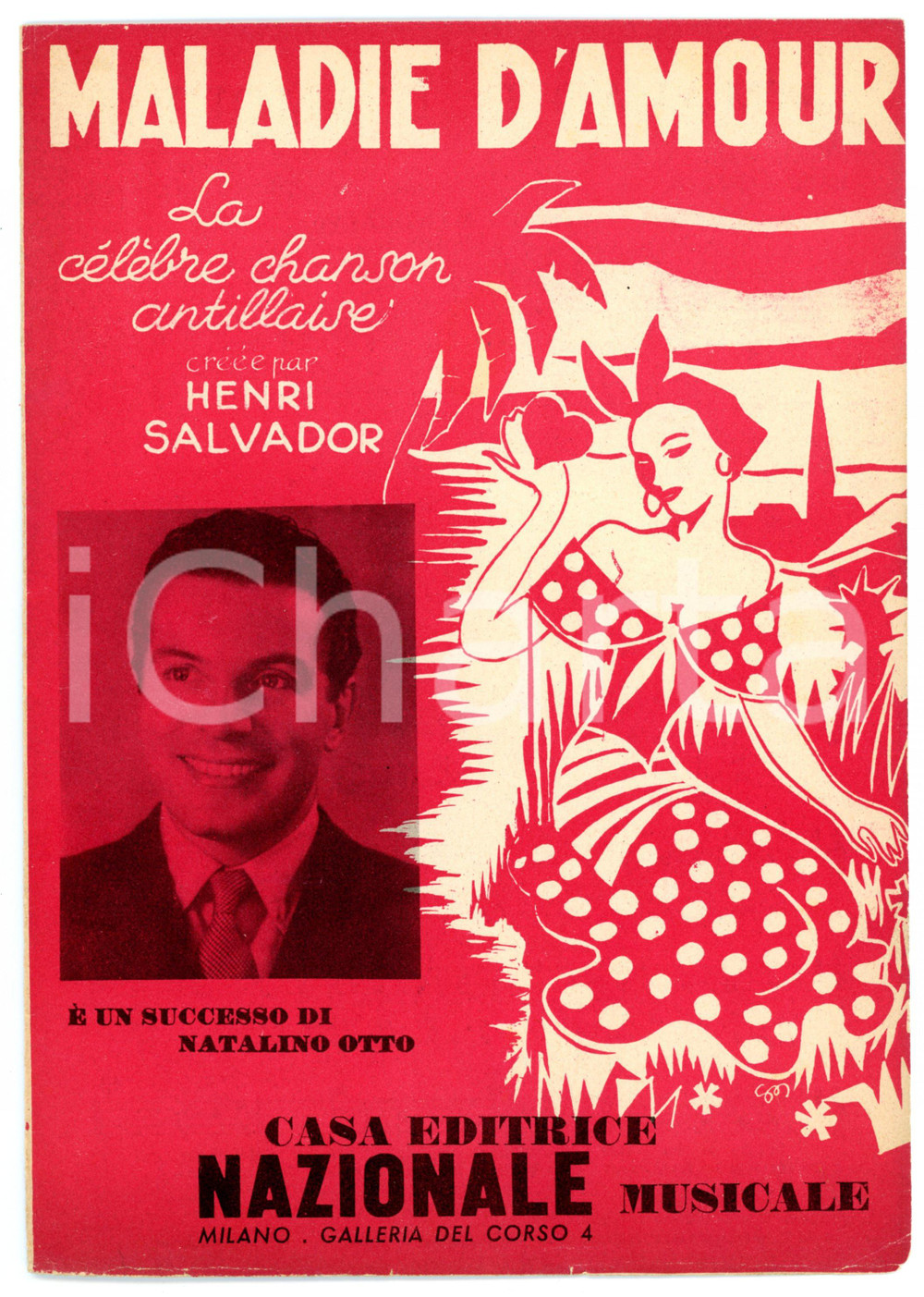Oggetto da collezione cartaceo 1959 Natalino OTTO Maladie d amour di Henri SALVADOR testo di LARICI Spartito 1