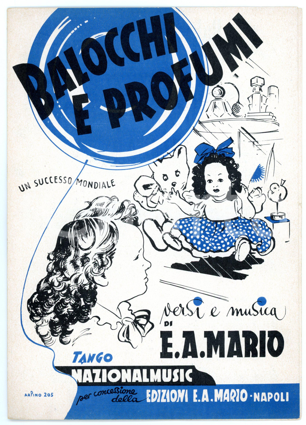 Oggetto da collezione cartaceo 1967 Balocchi e profumi tango versi e musica di E. A. MARIO Spartito 1