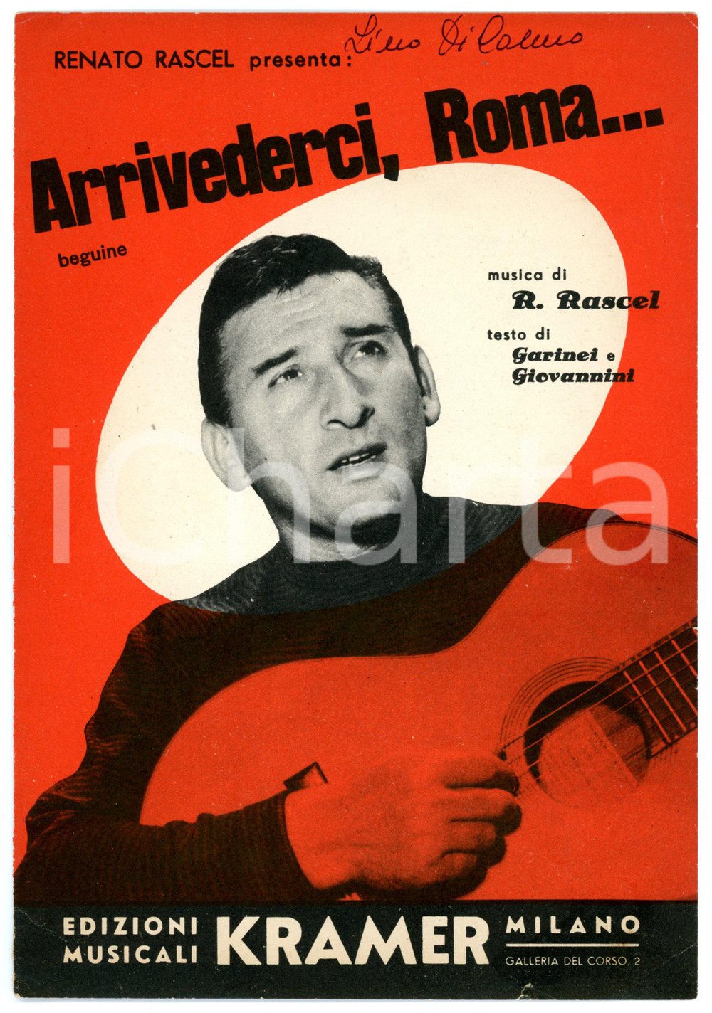 Oggetto da collezione cartaceo 1954 Renato RASCEL Arrivederci, Roma... testo di GARINEI e GIOVANNINI Spartito 1