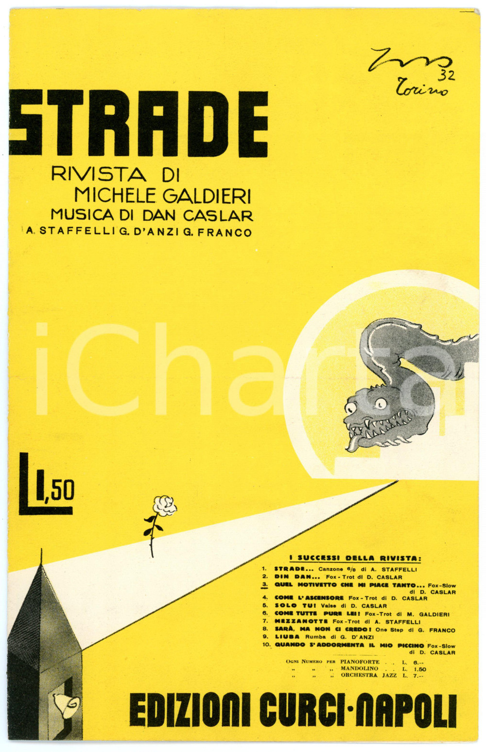 Oggetto da collezione cartaceo 1932 Quel motivetto che mi piace tanto dalla rivista Strade Spartito 1