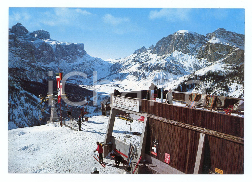 Cartolina originale da collezione 1975 ca CORVARA IN BADIA Seggiovia COL ALTO per PASSO GARDENA Cartolina ANIMATA 1