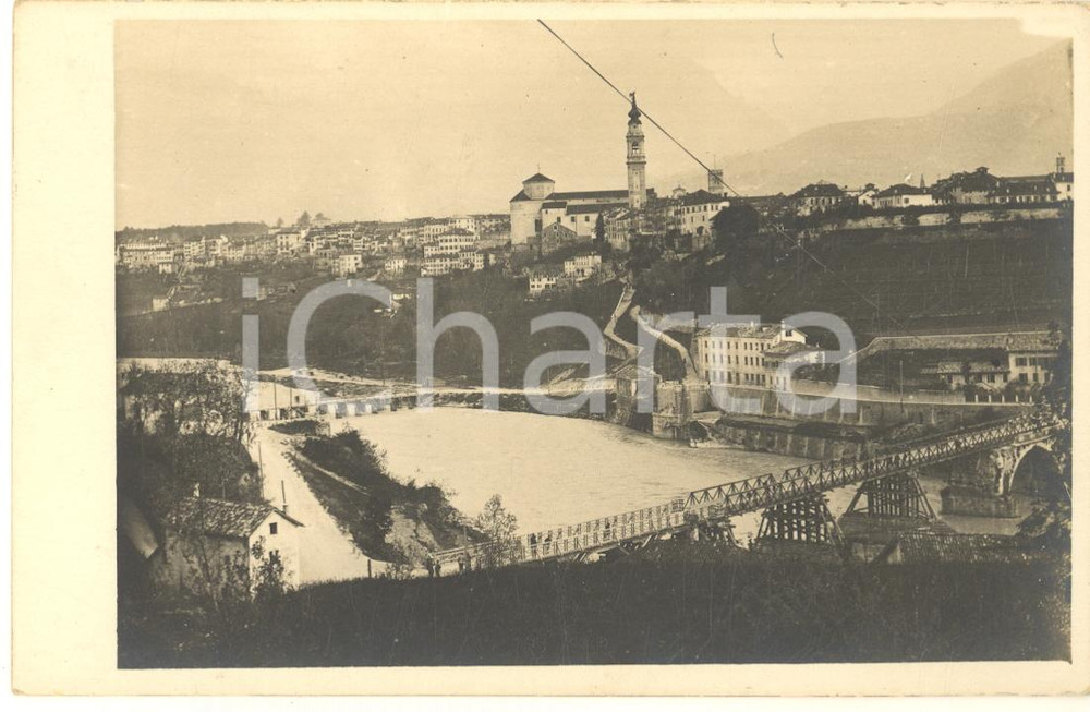Fotografia d epoca originale 1915 ca BELLUNO Veduta con ponti in costruzione Foto cartolina RARA 1