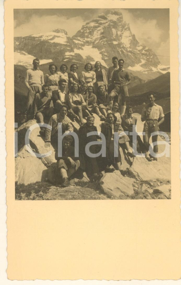 Fotografia d epoca originale 1940 ca MONTE CERVINO Gruppo di escursionisti Foto cartolina 1