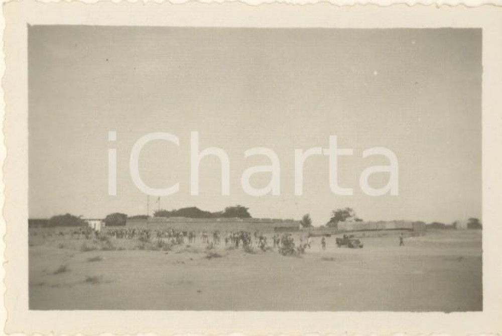 Fotografia d epoca originale 1936 AOI BELET UEN SOMALIA Cammelli entrano nel campo militare Foto 9x6 cm 1