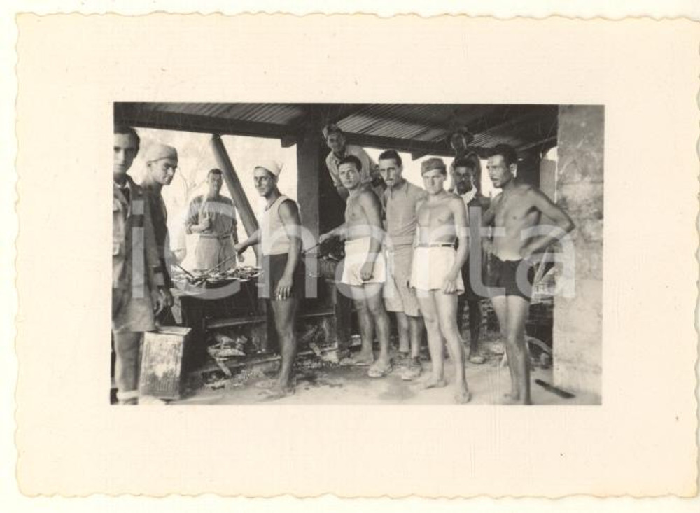 Fotografia d epoca originale 1936 AOI MOGADISCIO SOMALIA La cucina delle truppe italiane Foto 9x6 cm 1