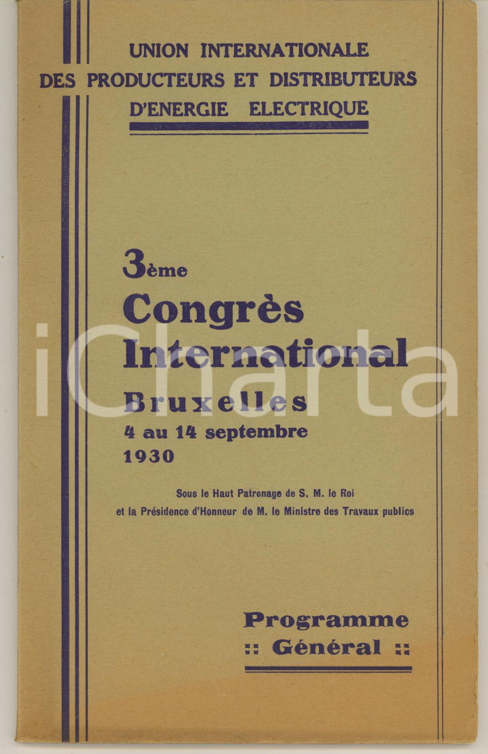 Libro, pubblicazione d epoca 1930 BRUXELLES 3ème Congrès Union Producteurs Energie Electrique Programme 1