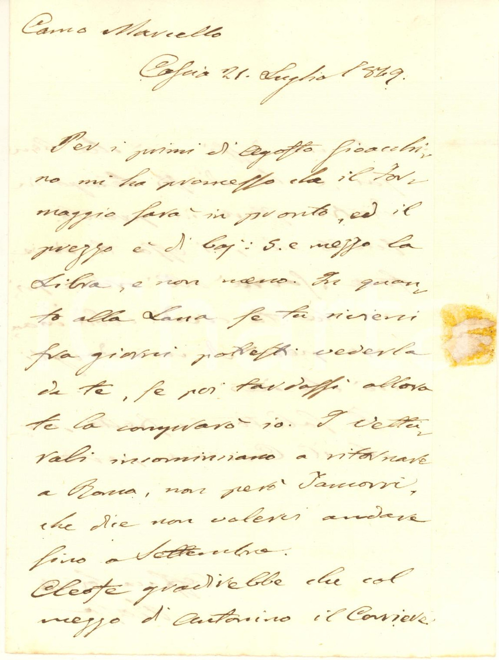 Manoscritto, lettera originale 1849 CASCIA Nobile Rosa LEONETTI su vendita lana e formaggi Lettera 1