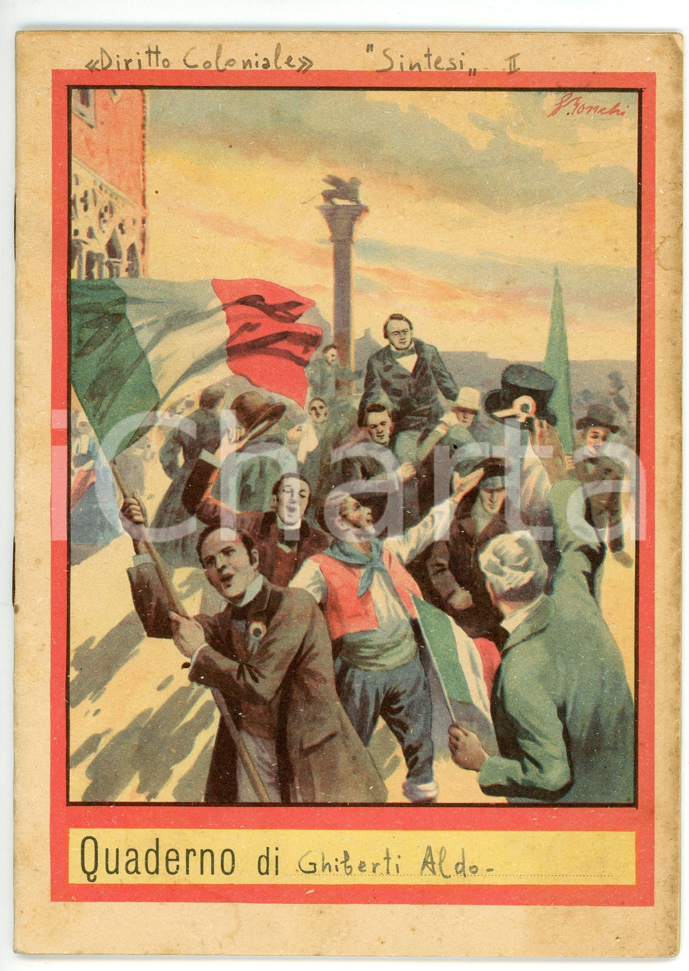 Documento originale, autentico 1940 ca DIRITTO COLONIALE Sintesi II  Appunti di Aldo GHIBERTI Quaderno 1