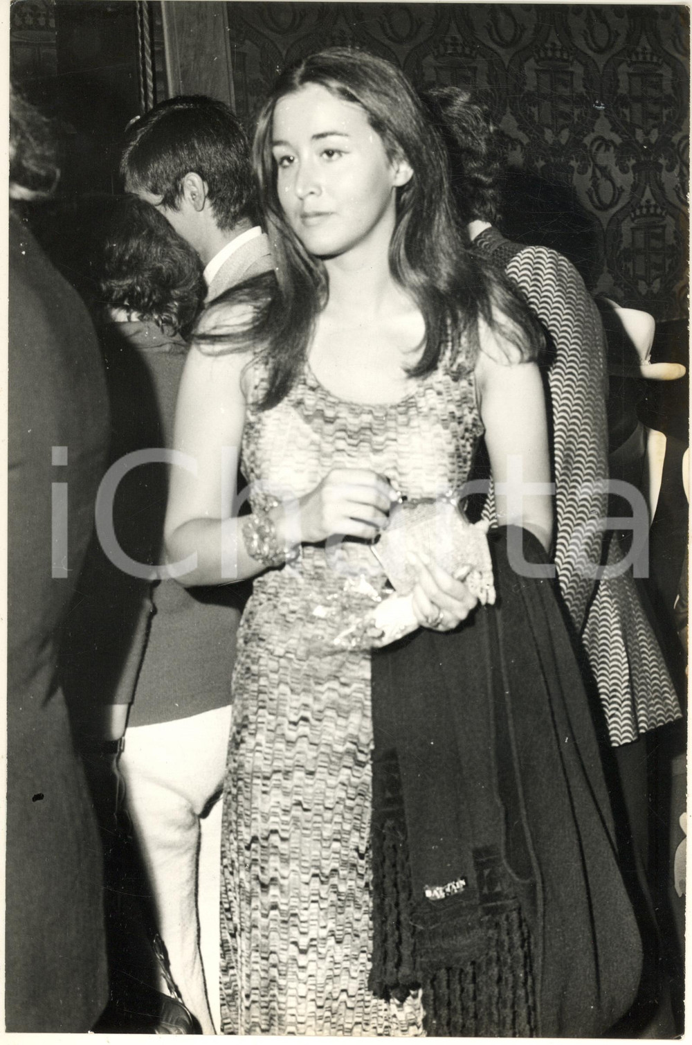 Fotografia d epoca originale 1970 ca COSTUME ITALIA Paola GASSMAN a una serata Foto 20x30 cm 1