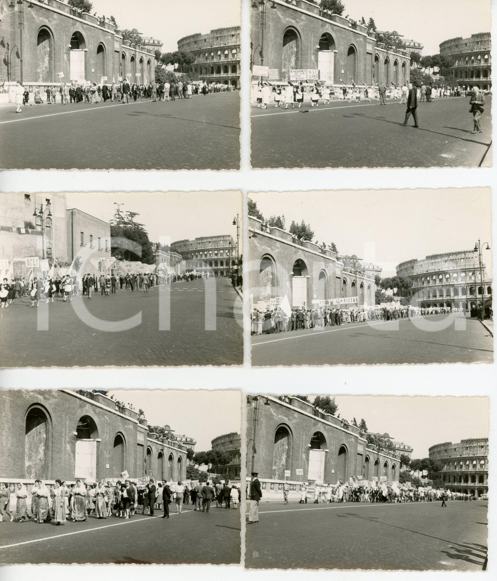 Fotografia d epoca originale 1955 ca ROMA Giornata delle ACLI Corteo FORI IMPERIALI e COLOSSEO Lotto 6 foto 1
