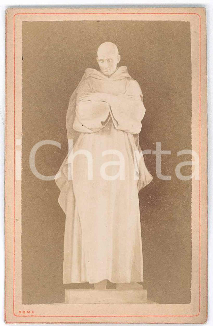 Fotografia d epoca originale 1883 ROMA Chiesa S. Maria degli Angeli  Statua SAN BRUNO di J. A. HOUDON Foto 1