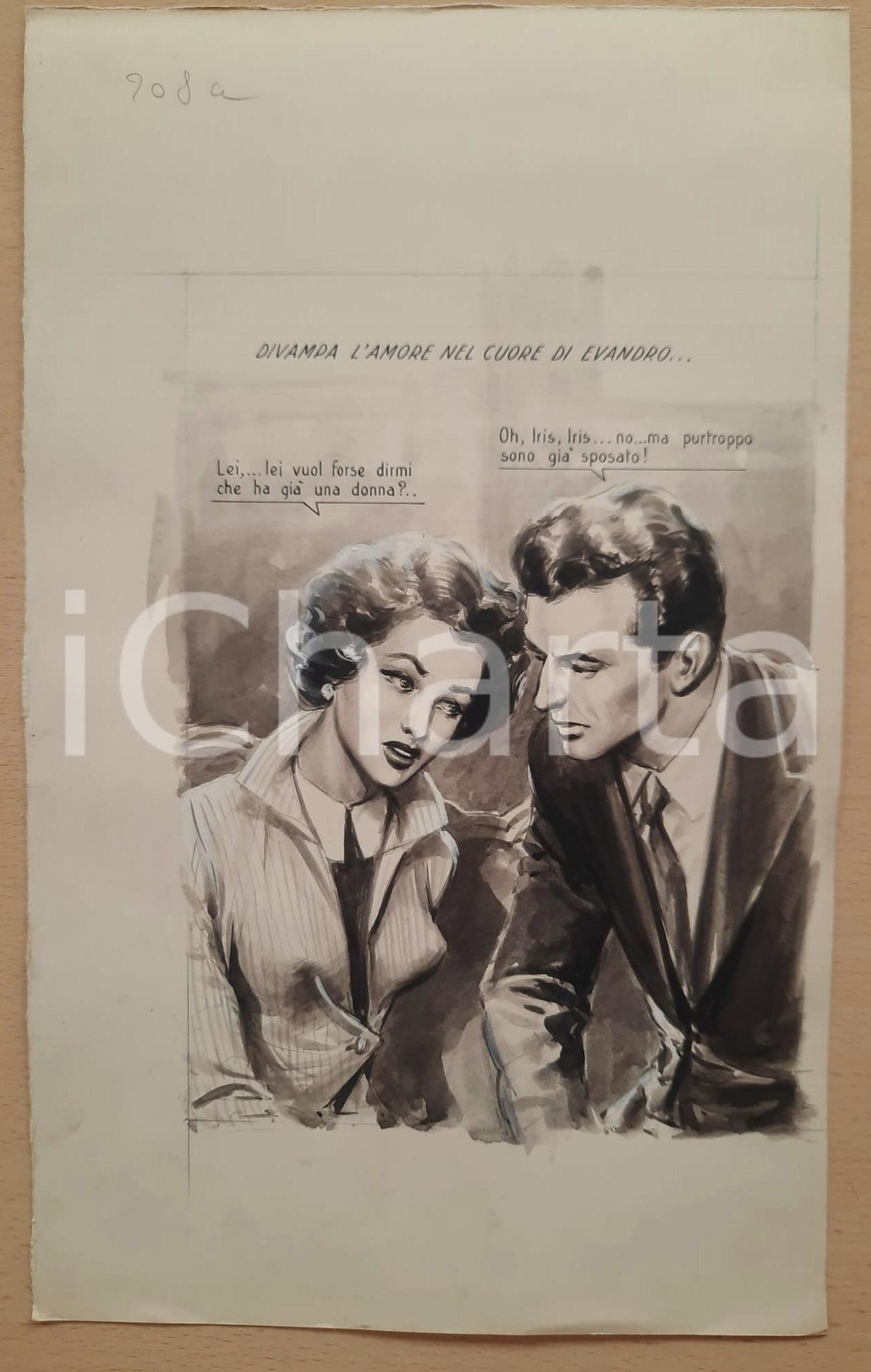 Opera d’arte autentica 1955 ca BOZZETTO ORIGINALE Uomo sposato innamorato di un altra Ill. CESI 1