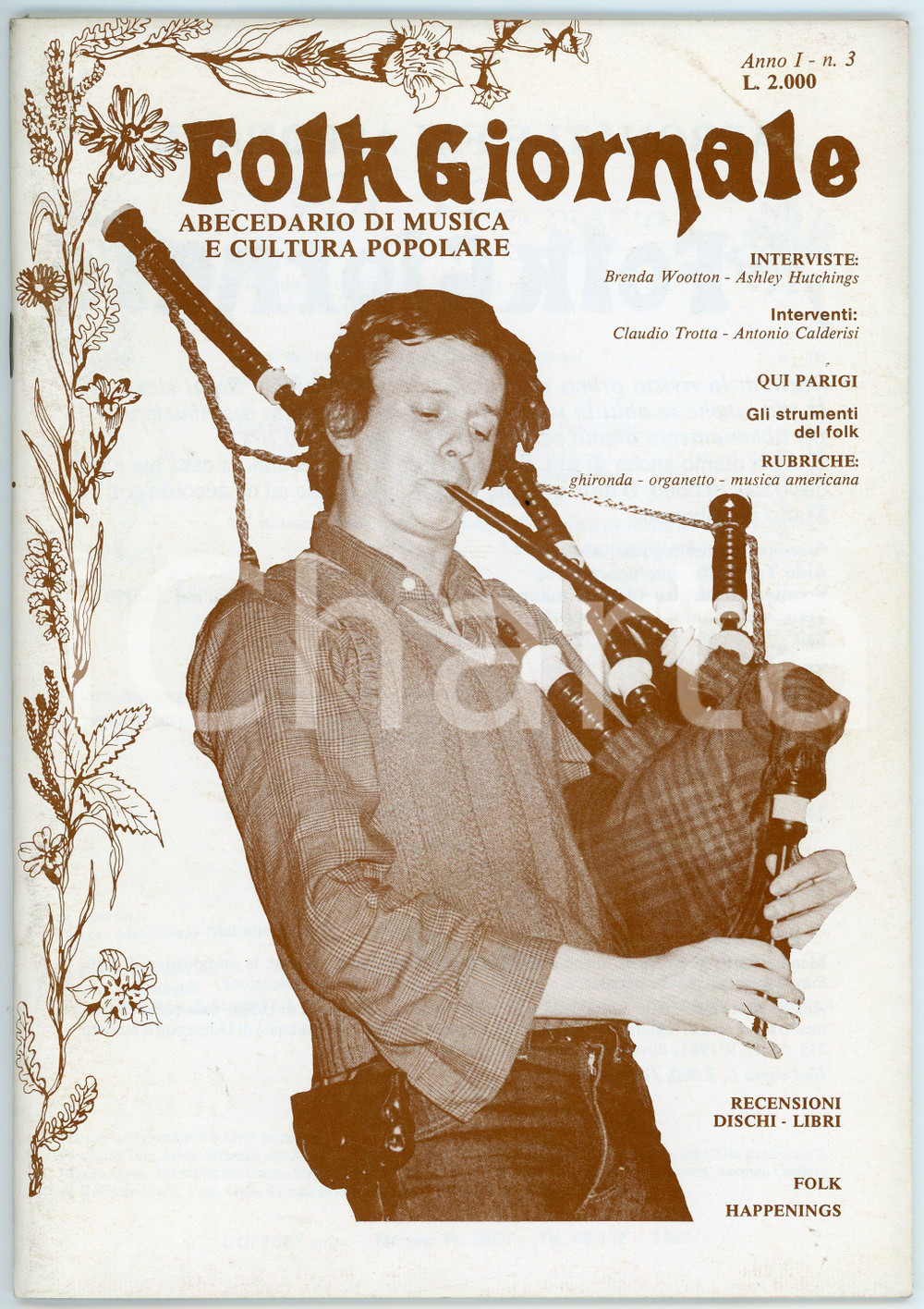 Giornale, rivista storica 1982 FOLKGIORNALE n. 3 Anno I  Interviste a Brenda WOOTTON Ashley HUTCHINGS 1