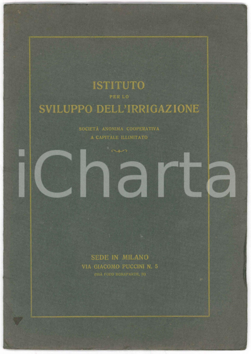 Libro, pubblicazione d epoca 1925 ca MILANO Istituto per lo Sviluppo dell Irrigazione ILLUSTRATO 19 pp. 1
