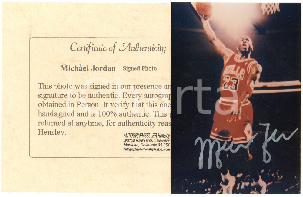 Autografo originale 1995 ca BASKET USA NBA Michael JORDAN  Signed Autographed 10x15 cm Photo 1