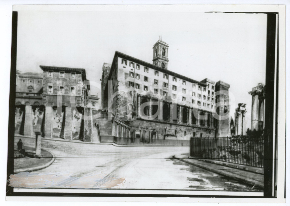 Fotografia d epoca originale 1939 ROMA Sistemazione CAMPIDOGLIO veduta prospettica Tabularium Telefoto 1