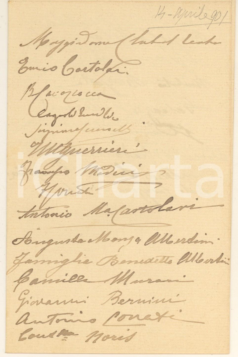 Autografo originale 1214 Aprile 1901 VERONA Autorità e nobiltà locale  Lista 47 firme AUTOGRAFE 1