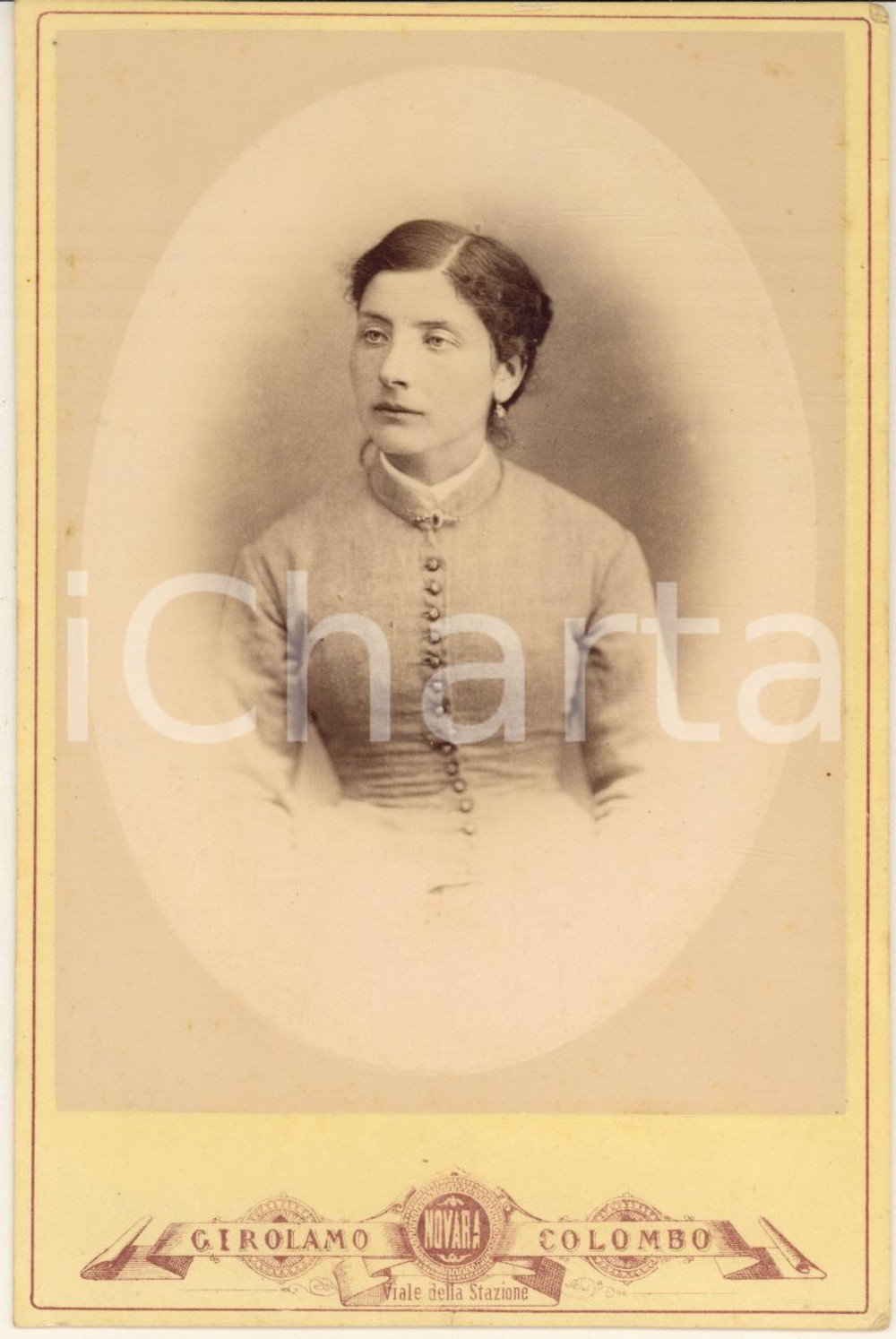 Fotografia d epoca originale 1880 ca NOVARA Ritratto di giovane donna Foto GIROLAMO COLOMBO 11x16 cm 1