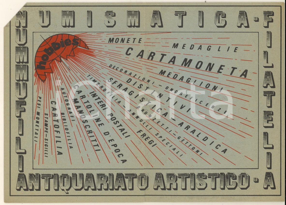 Oggetto da collezione cartaceo 1960 ca TORINO Circolo Numismatico Cav. Giordanobruno BRANCALEON Tessera 7x10 1