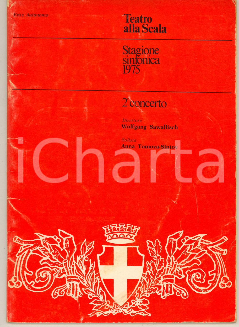 Materiale pubblicitario d’epoca 1975 MILANO Teatro alla Scala  Concerto SAWALLISCH / TOMOVASINTOV Programma 1