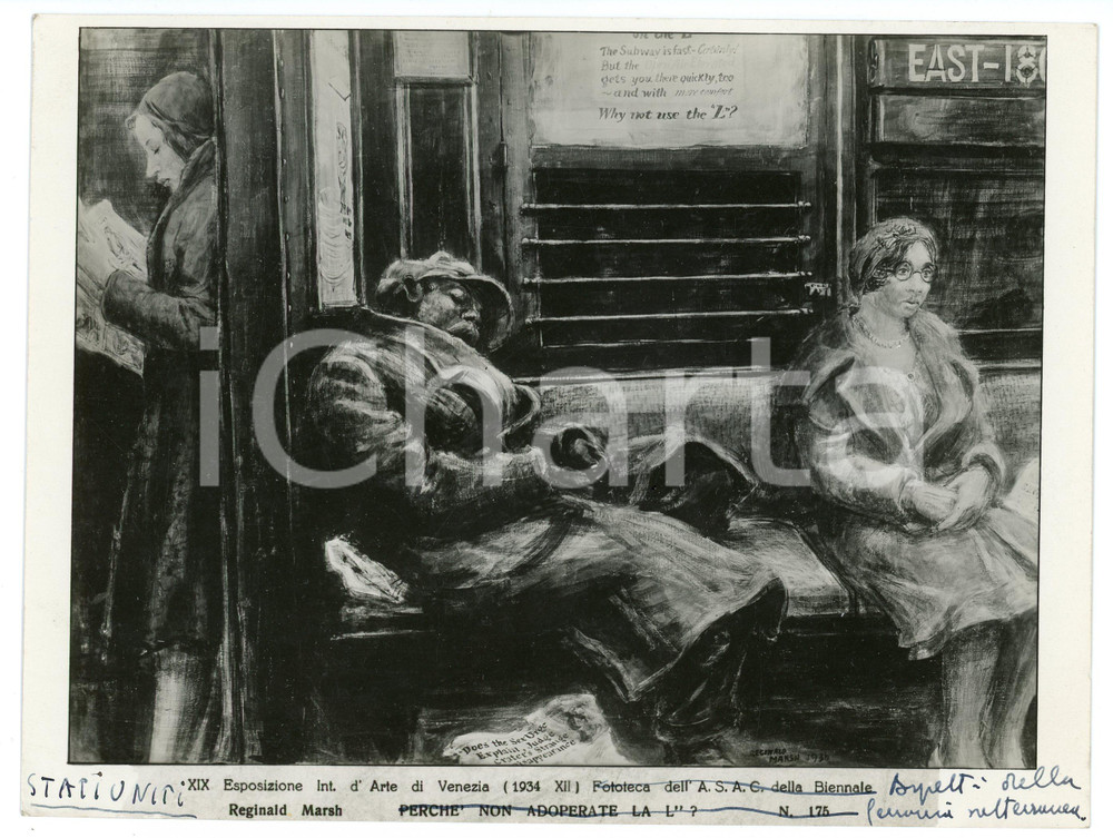 Fotografia d epoca originale 1934 VENEZIA Esposizione Internazionale Reginald MARSH Foto coeva del quadro 1