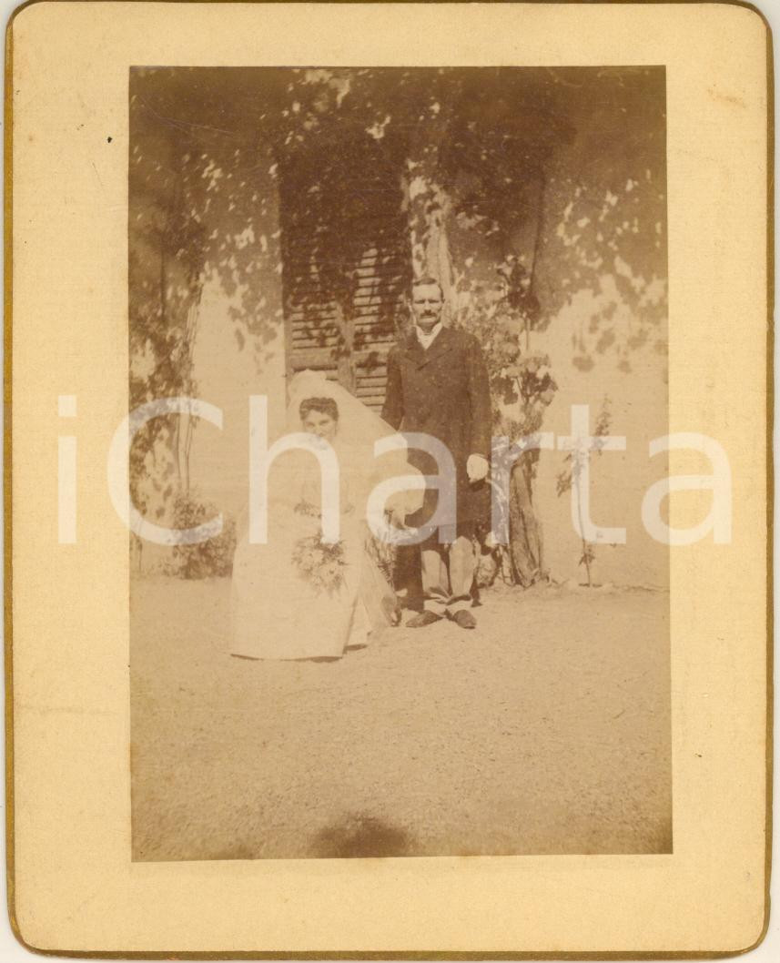 Fotografia d epoca originale 1895 CARUGO CO Coppia di sposi nel giorno delle nozze Foto 11x13 cm 1 1