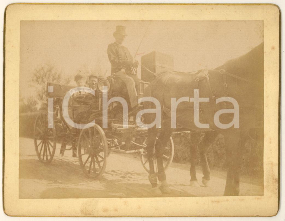 Fotografia d epoca originale 1895 CARUGO CO Invitati a un matrimonio in carrozza  Ritratto Foto 13x11 cm 1