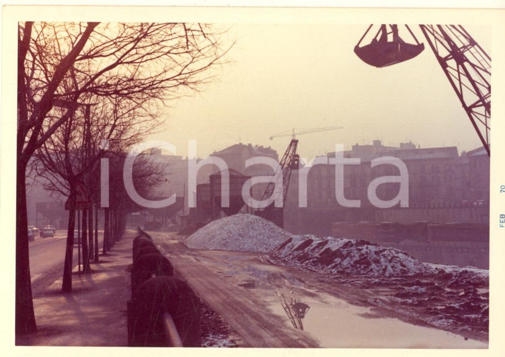 Fotografia d epoca originale Febbraio 1970 MILANO DARSENA  Cantiere Foto VINTAGE 12x9 cm 1 1
