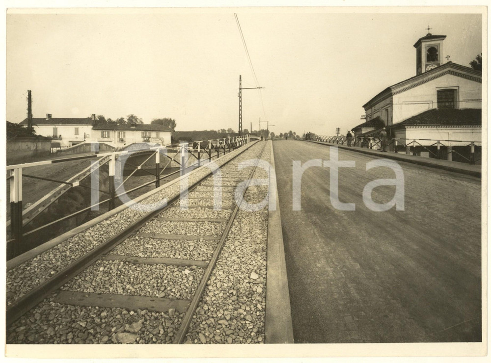 Fotografia d epoca originale 1933 ABBIATEGRASSO Nuovo ponte sul Naviglio Grande a CASTELLETTO Foto 1