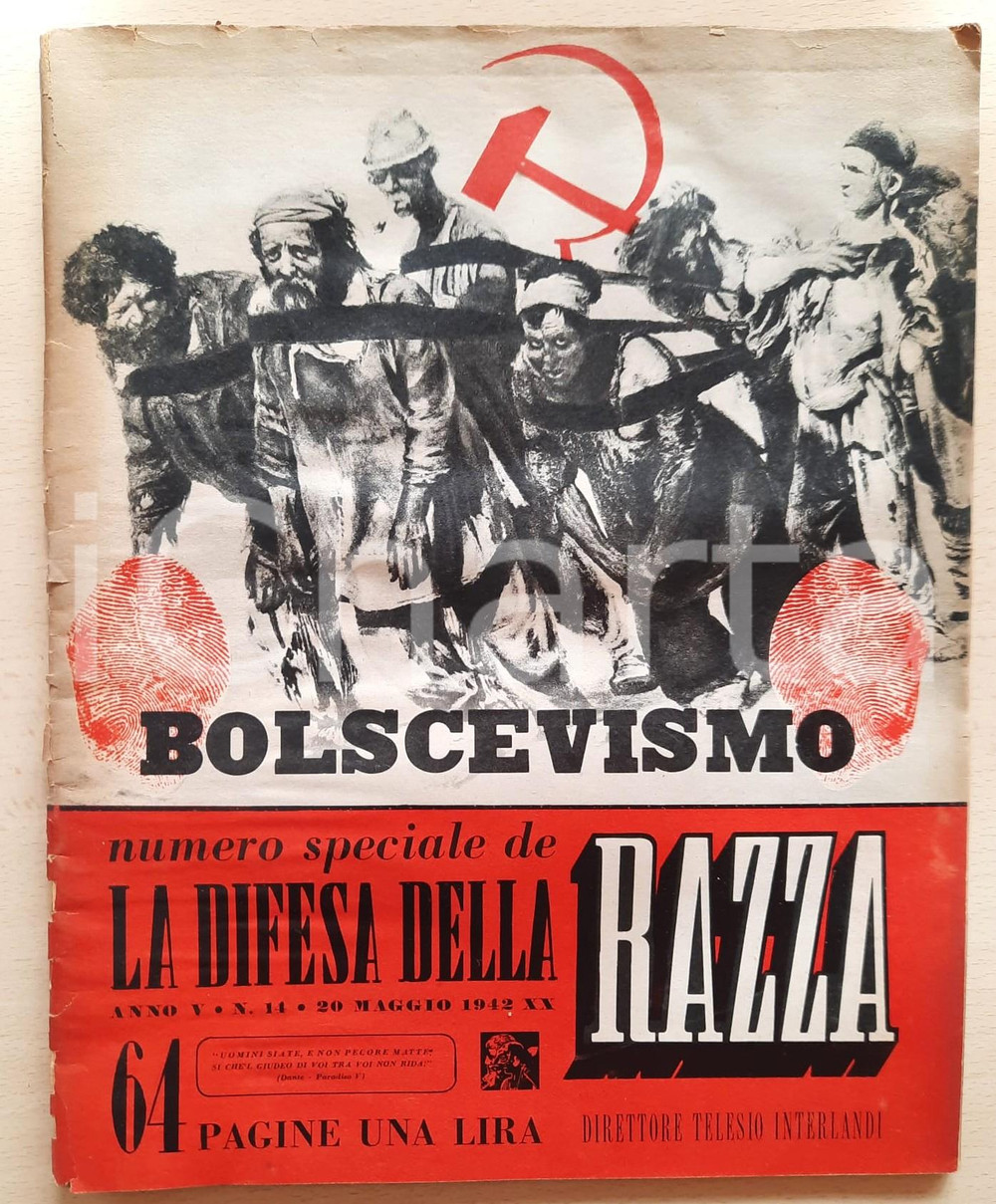 Giornale, rivista storica 1942 LA DIFESA DELLA RAZZA  Rivista  Numero speciale BOLSCEVISMO 1