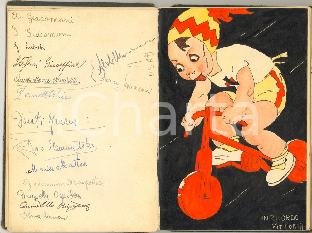 Manoscritto, lettera originale 1935 TRENTO Quaderno di Luciana Agostini  Dediche e disegni amiche Manoscritto 1