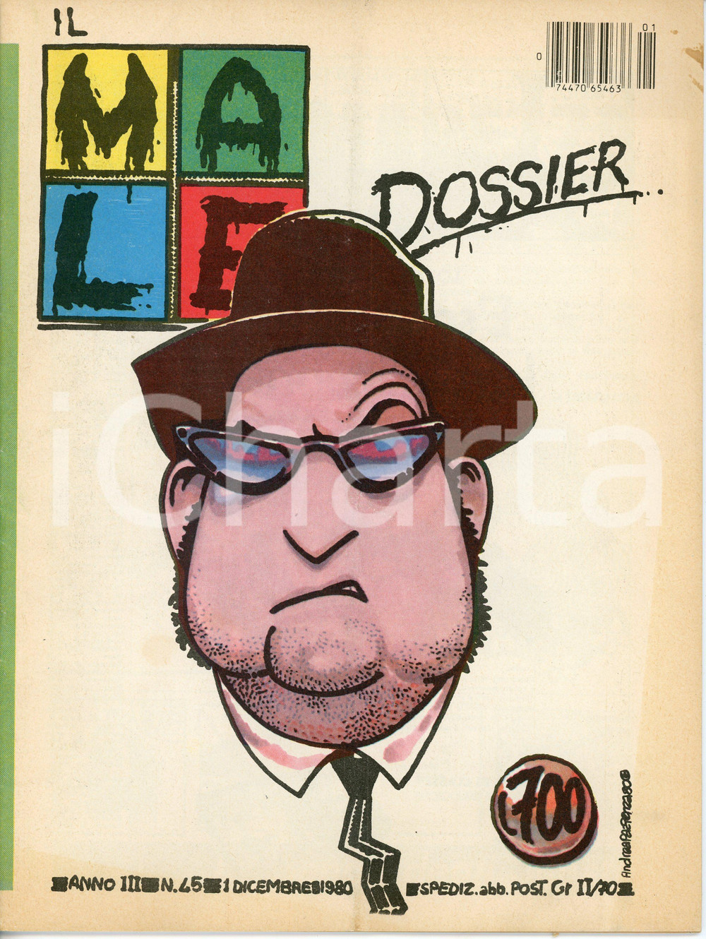 Giornale, rivista storica 1980 IL MALE DOSSIER Anno III n.45 Andrea PAZIENZA John BELUSHI Paw! Western 1