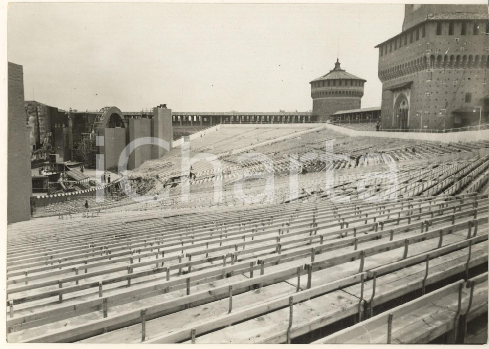 Fotografia d epoca originale 1939 MILANO Castello Sforzesco  Cantiere Teatro dei 20.000 Foto 18x13 cm 1