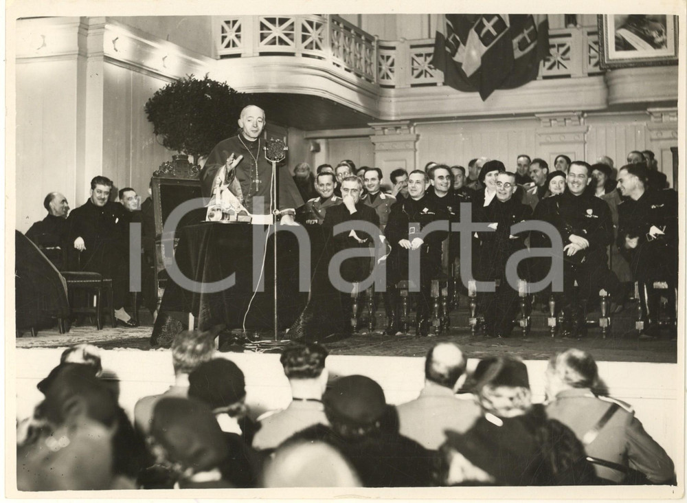 Fotografia d epoca originale 1936 MILANO Conservatorio  Discorso card. SCHUSTER ai maestri del Comune 1