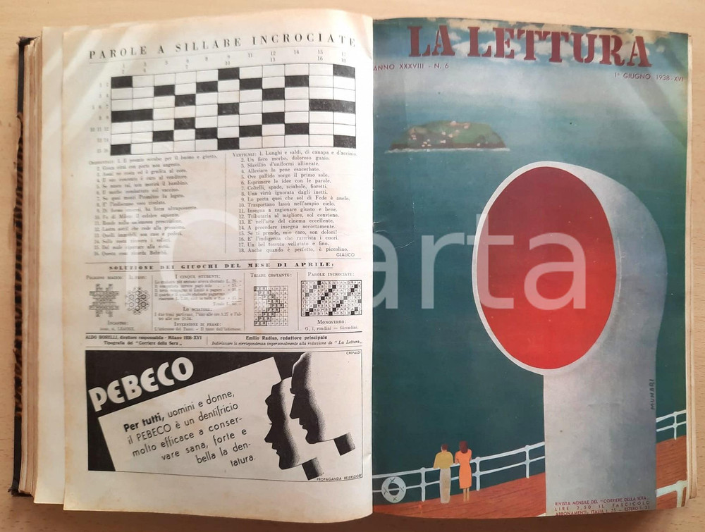 Giornale, rivista storica 1938 LA LETTURA  Rivista CORRIERE DELLA SERA  Annata completa rilegata 1