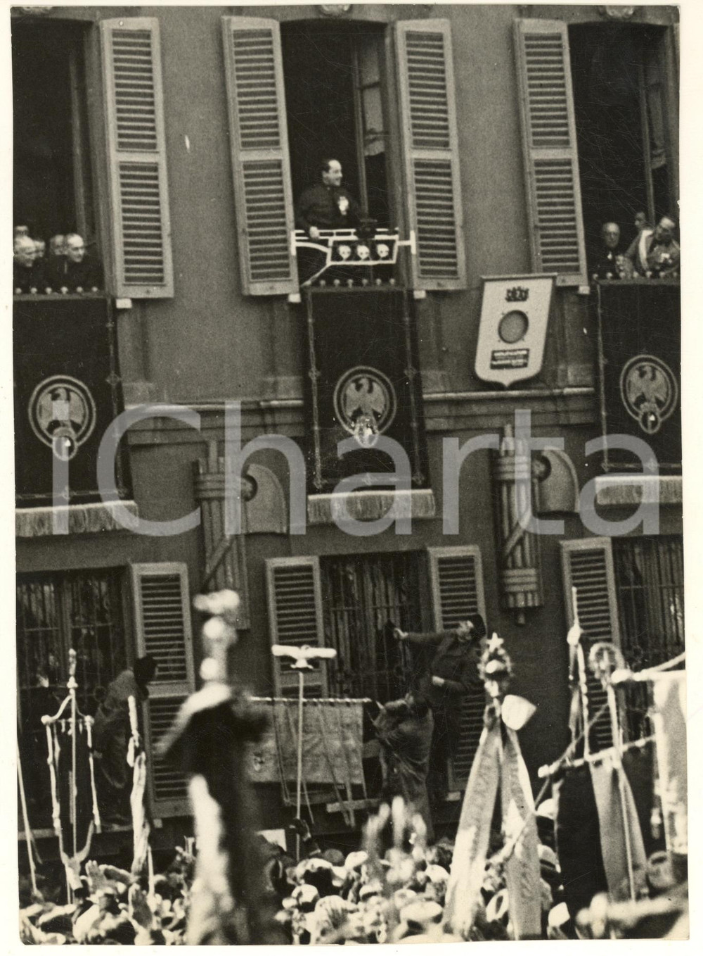 Fotografia d epoca originale 1933 MILANO Piazza S. Sepolcro  Annuale Fasci  Discorso Achille STARACE Foto 1