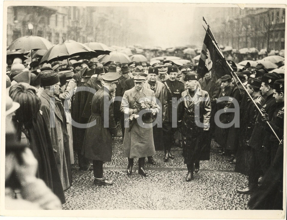 Fotografia d epoca originale 1936 MILANO PORTA VITTORIA Commemorazione Cinque Giornate  Duca di Bergamo 1
