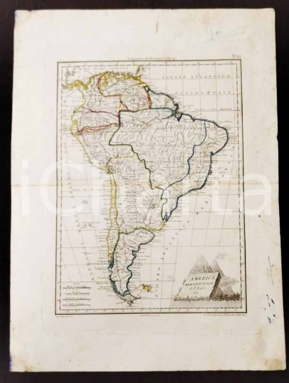 Opera d’arte autentica 1811 AMERICA MERIDIONALE Incisione Gennaro BARTOLI Gabinetto letterario NAPOLI 1