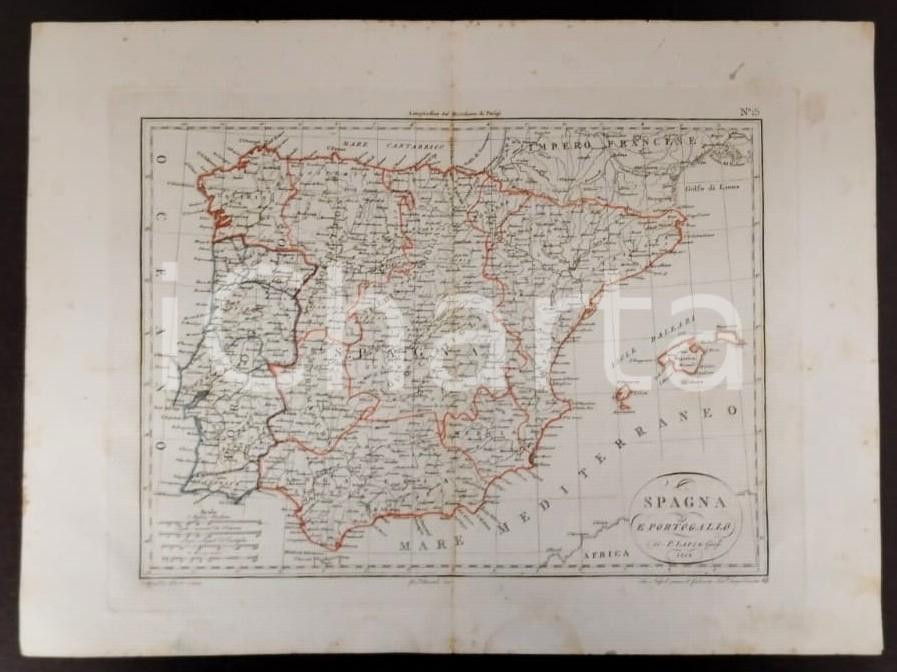 Opera d’arte autentica 1812 SPAGNA E PORTOGALLO Incisione Gennaro BARTOLI Gabinetto letterario NAPOLI 1
