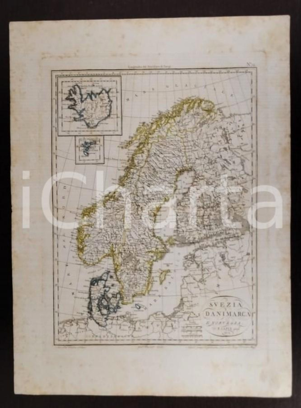 Opera d’arte autentica 1812 SVEZIA, DANIMARCA E NORVEGIA Incisione Gennaro BARTOLI Gabinetto letterario 1