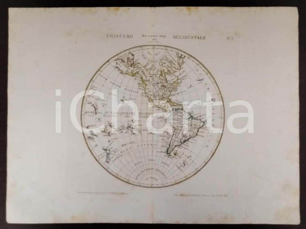 Opera d’arte autentica 1810 EMISFERO OCCIDENTALE Incisione Marco di PIETRO Gabinetto letterario NAPOLI 1