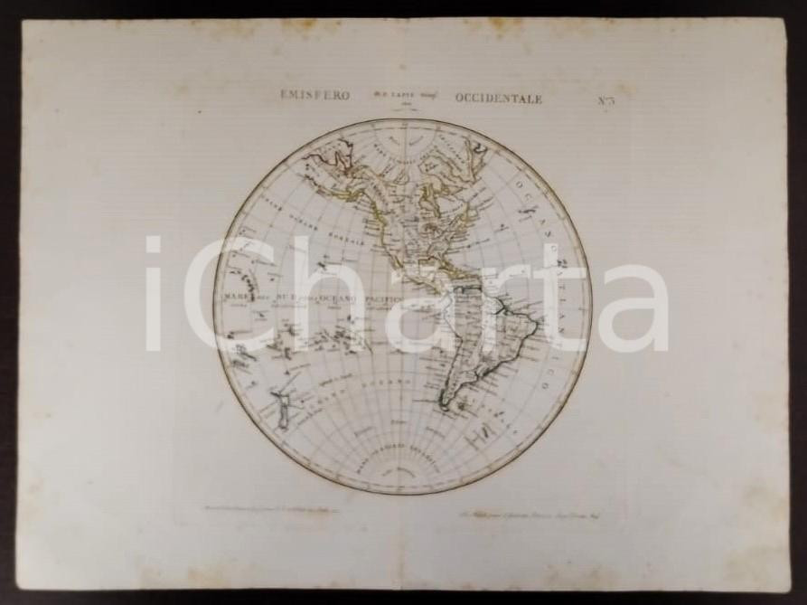 Opera d’arte autentica 1810 EMISFERO OCCIDENTALE Incisione Marco di PIETRO Gabinetto letterario NAPOLI 1