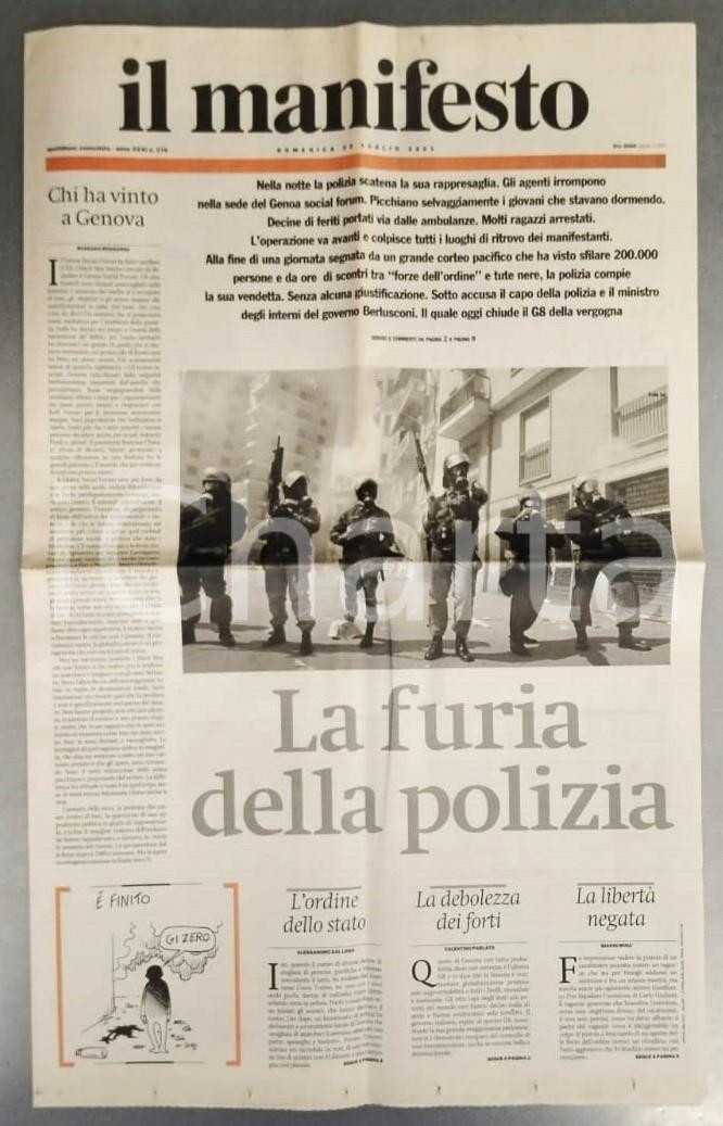 Giornale, rivista storica 22 luglio 2001 IL MANIFESTO  G8 DI GENOVA Furia della Polizia  Anno XXXI n.174 1