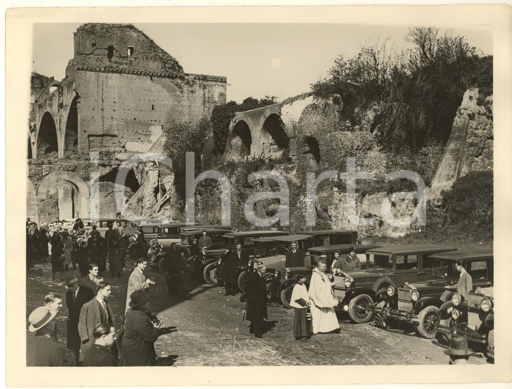 Fotografia d epoca originale 1932 ROMA Basilica S. Maria Nuova  Benedizione auto per S. Francesca Romana 1