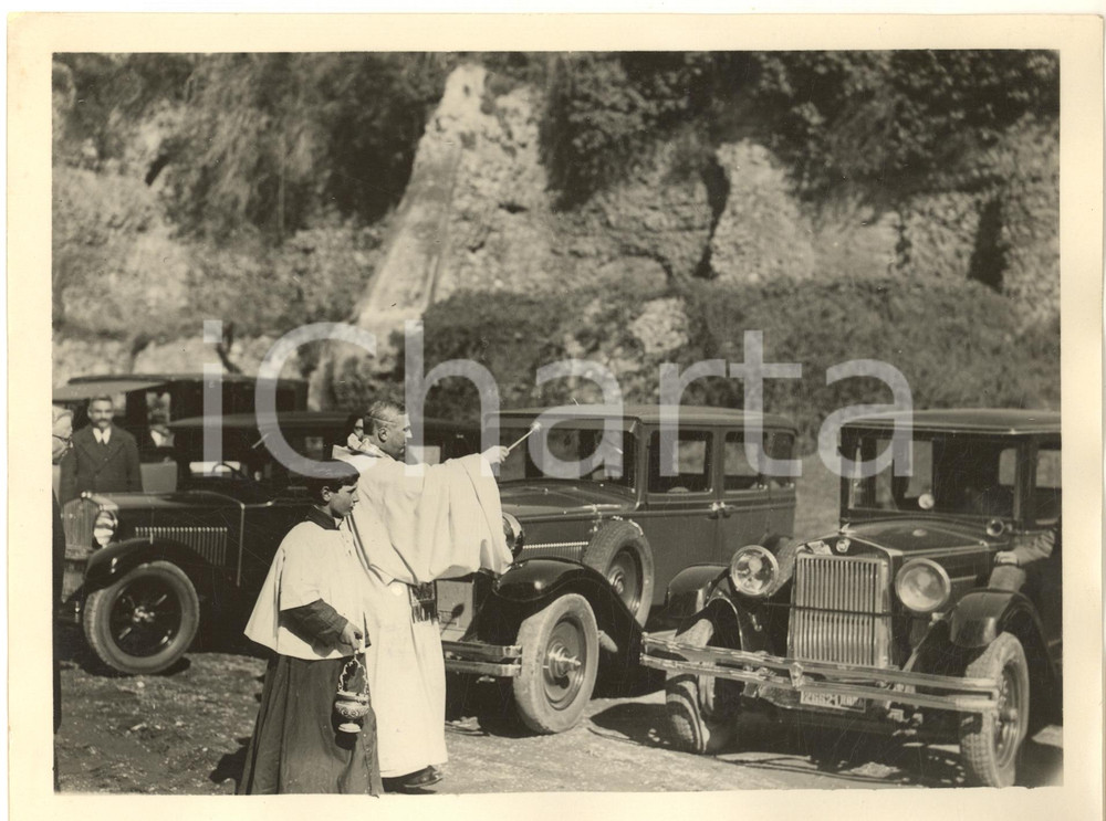 Fotografia d epoca originale 1932 ROMA S. Maria Nuova  Benedizione auto per festa S. Francesca Romana 1